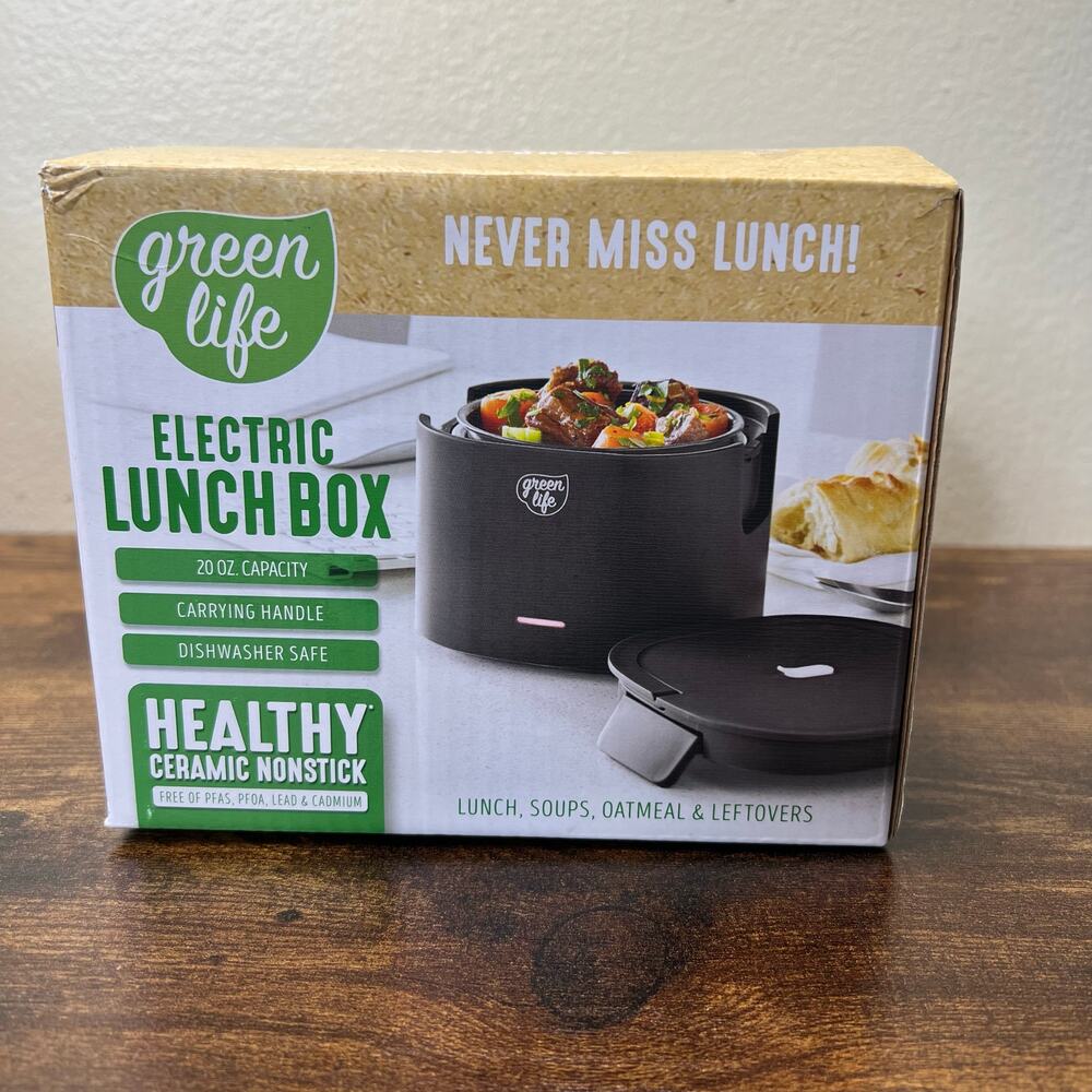 Green Life Electric Lunch Box 20oz Ceramic Nonstick Work Teacher Portable Food